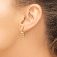 14K Yellow Gold Dolphin Drop Earrings with Polished Finish - Unique Design by 0