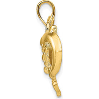 14K Yellow Gold Dolphin Duo Pendant - Polished Sea Life Charm by Oro Pregiato