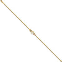 14K Yellow Gold Dolphin Filigree Station Anklet - 9"