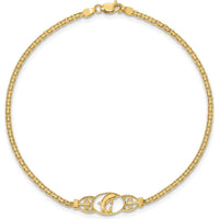 14K Yellow Gold Dolphin Filigree Station Anklet - 9"
