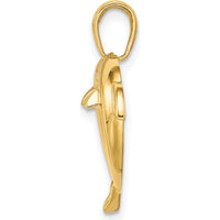 14K Yellow Gold Dolphin Heart Pendant with Rhodium Accents by Oro Pregiato