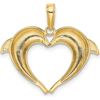14K Yellow Gold Dolphin Heart Pendant with Rhodium Accents by Oro Pregiato