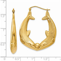 14K Yellow Gold Dolphin Hoop Earrings - Polished Finish by 0