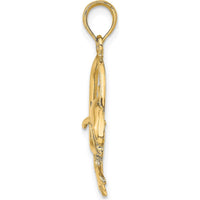 14K Yellow Gold Dolphin Jumping Through Hoop Pendant by Oro Pregiato