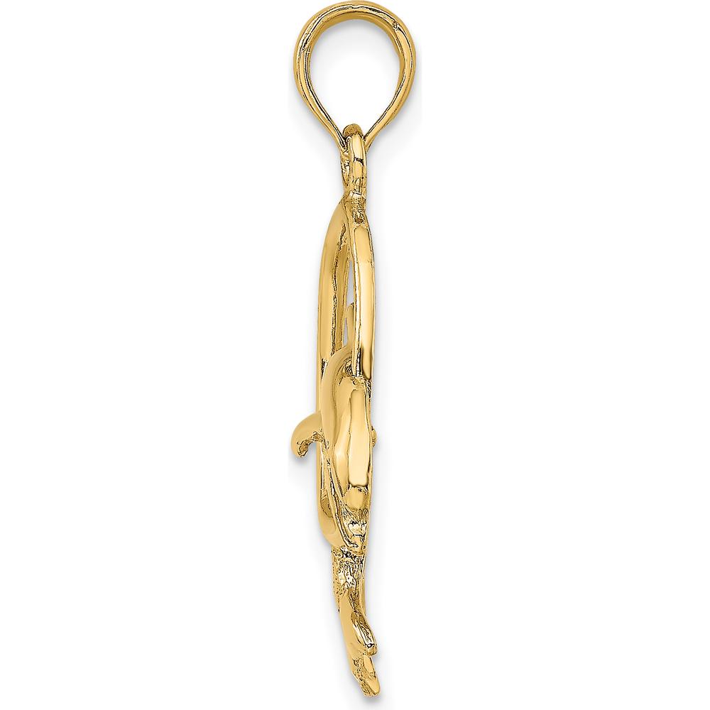 14K Yellow Gold Dolphin Jumping Through Hoop Pendant by Oro Pregiato