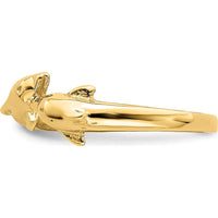 14K Yellow Gold Dolphin Kissing Dolphin Ring - Themed Design with 6mm Top Length by Oro Pregiato