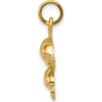 14K Yellow Gold Dolphin Pair Charm - 22mm Length by Oro Pregiato