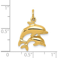 14K Yellow Gold Dolphin Pair Charm - 22mm Length by Oro Pregiato