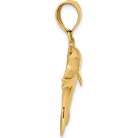 14K Yellow Gold Dolphin Pendant - Solid, Symbolic Ocean-Inspired Design by Oro Pregiato