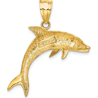 14K Yellow Gold Dolphin Pendant - Solid, Symbolic Ocean-Inspired Design by Oro Pregiato