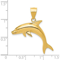 14K Yellow Gold Dolphin Pendant - Solid, Symbolic Ocean-Inspired Design by Oro Pregiato