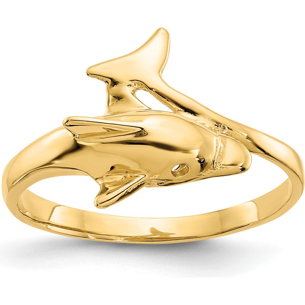 14K Yellow Gold Dolphin Ring - 12mm Top Length by Oro Pregiato