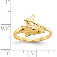 14K Yellow Gold Dolphin Ring - 12mm Top Length by Oro Pregiato