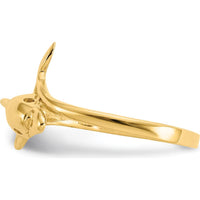 14K Yellow Gold Dolphin Ring - 12mm Top Length by Oro Pregiato