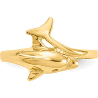 14K Yellow Gold Dolphin Ring - 12mm Top Length by Oro Pregiato