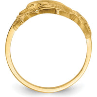 14K Yellow Gold Dolphin, Starfish, and Shell Sand Dollar Themed Ring with Diamond-Cut Finish by 0