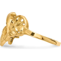 14K Yellow Gold Dolphin, Starfish, and Shell Sand Dollar Themed Ring with Diamond-Cut Finish by 0