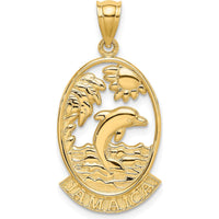 14K Yellow Gold Dolphin Sunset Charm Pendant - 30mm by Oro Pregiato