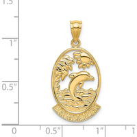 14K Yellow Gold Dolphin Sunset Charm Pendant - 30mm by Oro Pregiato