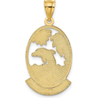 14K Yellow Gold Dolphin Sunset Charm Pendant - 30mm by Oro Pregiato