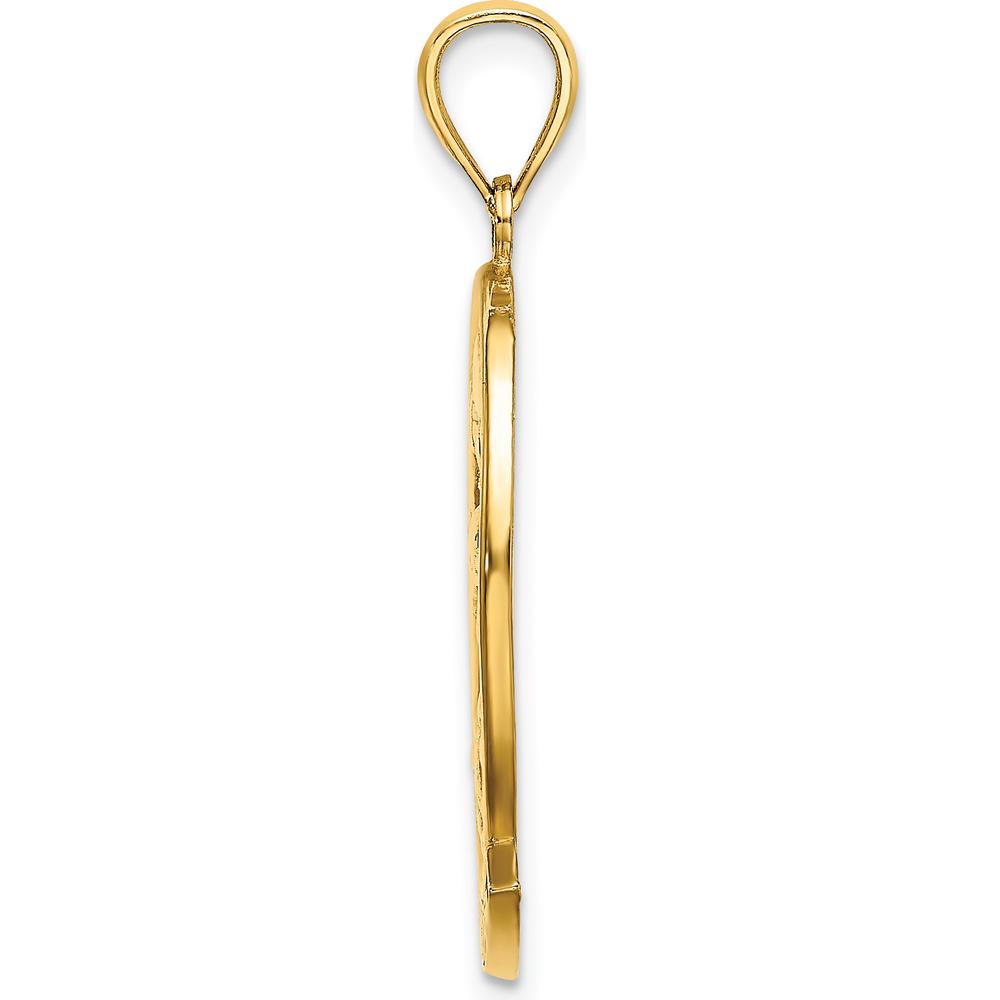 14K Yellow Gold Dolphin Sunset Pendant Charm - Polished Finish by Oro Pregiato