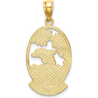 14K Yellow Gold Dolphin Sunset Pendant Charm - Polished Finish by Oro Pregiato
