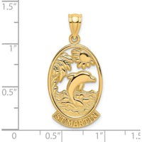 14K Yellow Gold Dolphin Sunset Pendant Charm - Tropical St. Martin Design by Oro Pregiato