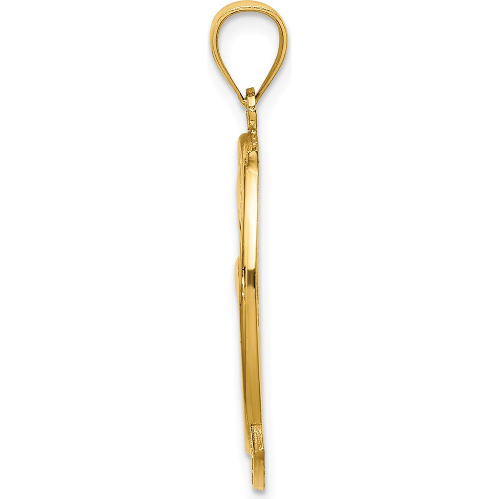14K Yellow Gold Dolphin Sunset Scene Pendant Charm by Oro Pregiato