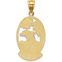 14K Yellow Gold Dolphin Sunset Scene Pendant Charm by Oro Pregiato