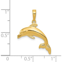14K Yellow Gold Dolphin Swimming Pendant - 25mm Length by Oro Pregiato
