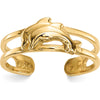 14K Yellow Gold Dolphin Toe Ring - Elegant Ocean-Inspired Design by 0