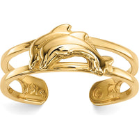 14K Yellow Gold Dolphin Toe Ring - Elegant Ocean-Inspired Design by 0