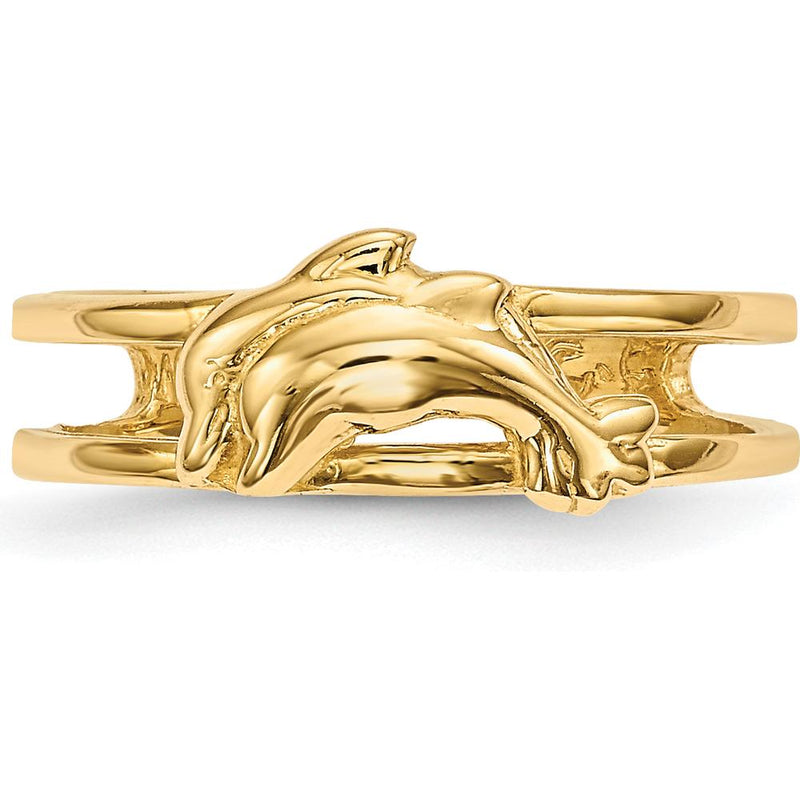 14K Yellow Gold Dolphin Toe Ring - Elegant Ocean-Inspired Design by 0