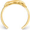 14K Yellow Gold Dolphin Toe Ring with Polished Grooved Band by Oro Pregiato