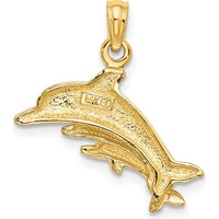 14K Yellow Gold Dolphin with 2 Baby Dolphins Pendant Charm - Polished Finish by Oro Pregiato