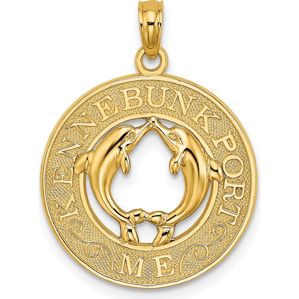 14K Yellow Gold Dolphins Charm with Textured Detail - 24.35mm Length by Oro Pregiato