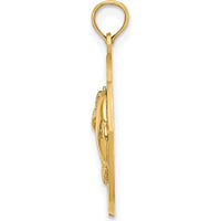 14K Yellow Gold Dolphins Charm with Textured Detail - 24.35mm Length by Oro Pregiato