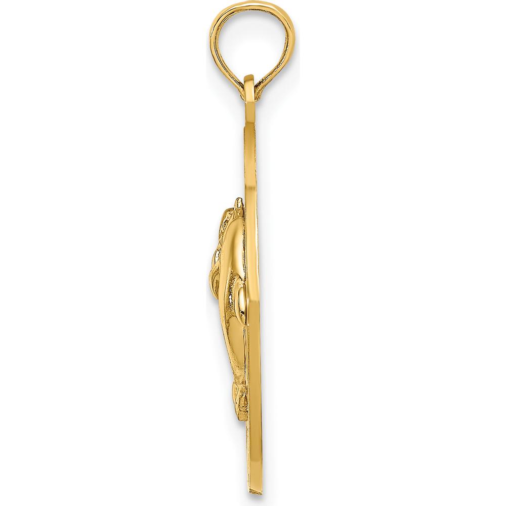 14K Yellow Gold Dolphins Charm with Textured Detail - 24.35mm Length by Oro Pregiato