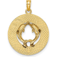 14K Yellow Gold Dolphins Charm with Textured Detail - 24.35mm Length by Oro Pregiato