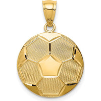 14K Yellow Gold Domed Soccer Ball Pendant - Polished Finish, Textured Design by Oro Pregiato
