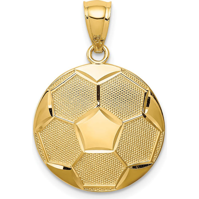 14K Yellow Gold Domed Soccer Ball Pendant - Polished Finish, Textured Design by Oro Pregiato