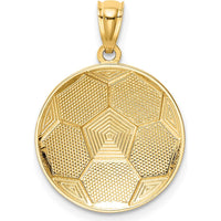 14K Yellow Gold Domed Soccer Ball Pendant - Polished Finish, Textured Design by Oro Pregiato