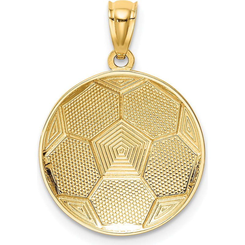 14K Yellow Gold Domed Soccer Ball Pendant - Polished Finish, Textured Design by Oro Pregiato