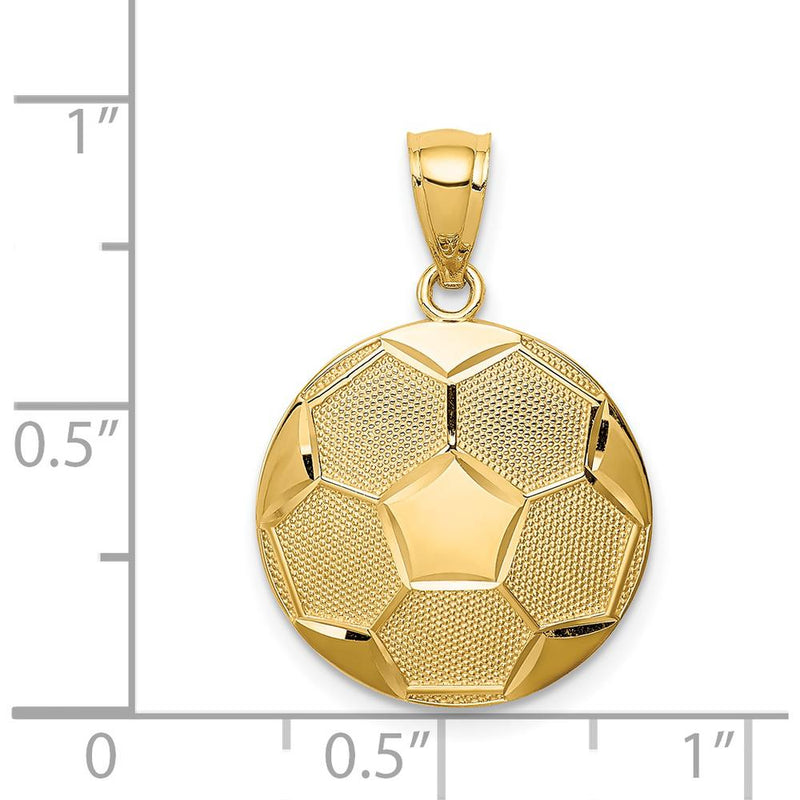 14K Yellow Gold Domed Soccer Ball Pendant - Polished Finish, Textured Design by Oro Pregiato