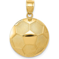 14K Yellow Gold Domed Soccer Ball Pendant with Textured Detail - 24mm Length by Oro Pregiato