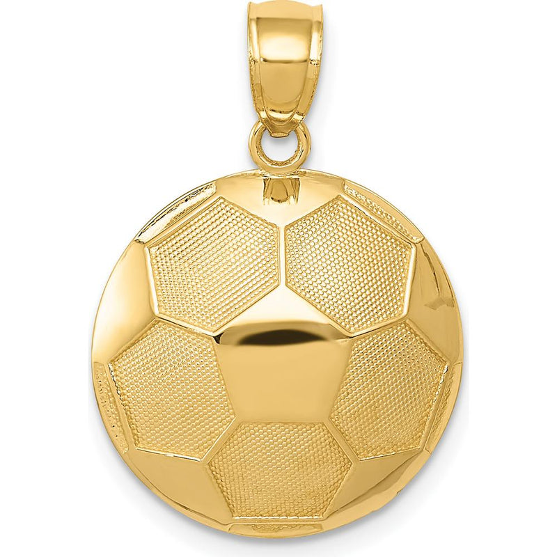 14K Yellow Gold Domed Soccer Ball Pendant with Textured Detail - 24mm Length by Oro Pregiato