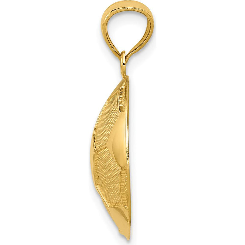 14K Yellow Gold Domed Soccer Ball Pendant with Textured Detail - 24mm Length by Oro Pregiato