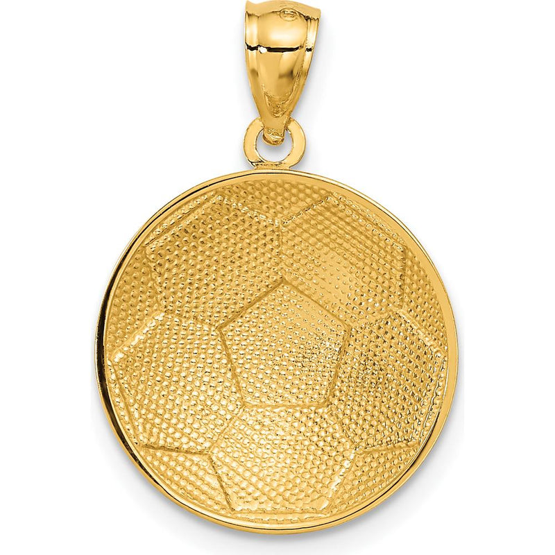 14K Yellow Gold Domed Soccer Ball Pendant with Textured Detail - 24mm Length by Oro Pregiato