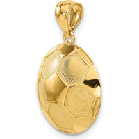 14K Yellow Gold Domed Soccer Ball Pendant with Textured Detail - 24mm Length by Oro Pregiato