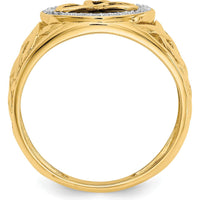 14K Yellow Gold Domed Trinity Ring with Onyx and Diamond Accents - 0.02 Carat Total Diamond Weight by Oro Pregiato